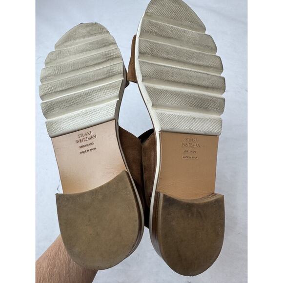 Stuart Weitzman The Topical Elastic Saddle Suede Strappy Sandals Boho 7.5 - Picture 7 of 9